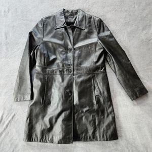 100% Leather Andrea Viccaro Button Down Coat With Removable Liner